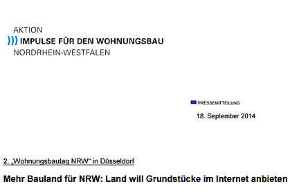 Mehr Bauland für NRW: Land will Grundstücke im Internet anbieten
