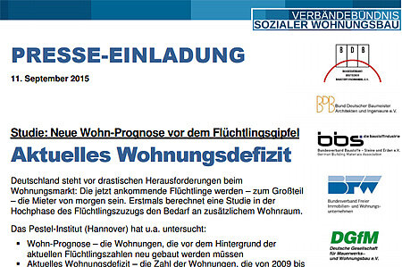 Pressegespräch zur Kurzstudie sozialer Wohnungsbau und Wohnungsbedarf